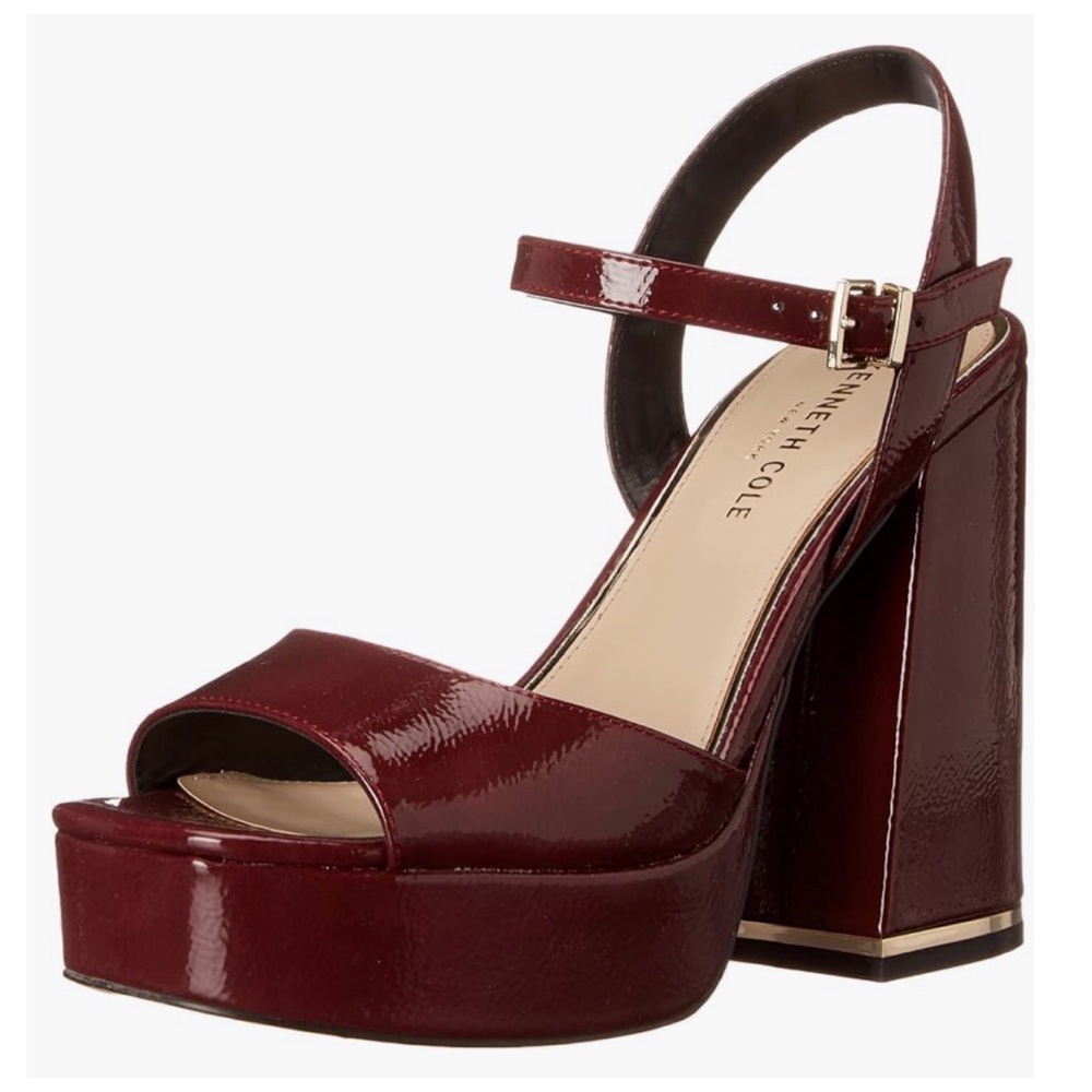 Kenneth Cole Dolly Plum Merlot Burgundy Block Heels Size 8